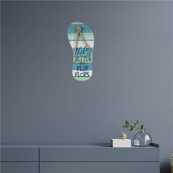 Youngs Flip Flop Wall Art Life Is Better Sign Coastal Beach Bathroom Decor - Picture 2 of 4